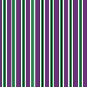 Traditional Vertical Stripe in Deep Purple, Green, Black, and White
