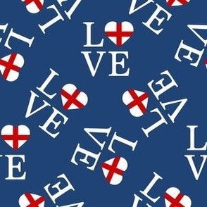 SMALL Love England fabric - country cute pride united kingdom england navy 6in
