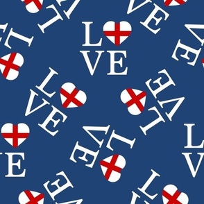LARGE Love England fabric - country cute pride united kingdom england navy 10in
