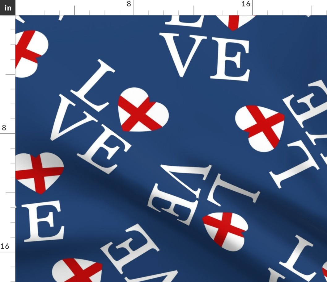 JUMBO Love England fabric - country cute pride united kingdom england navy