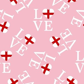 LARGE Love England fabric - country pride united kingdom_ england pink 10in