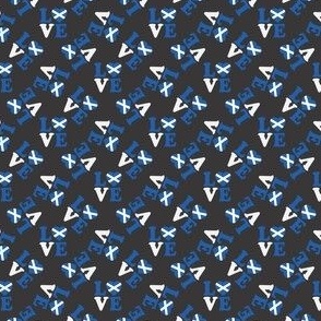 MICRO Love Scotland fabric - blue and white scottish flag design - charcoal 2in
