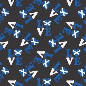 MINI Love Scotland fabric - blue and white scottish flag design - charcoal 4in