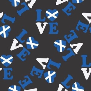 MEDIUM Love Scotland fabric - blue and white scottish flag design - charcoal 8in