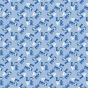 MICRO Love Scotland fabric - scottish blue and white fabric - pale blue 2in