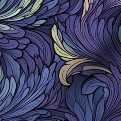 art nouveau feathers in purple