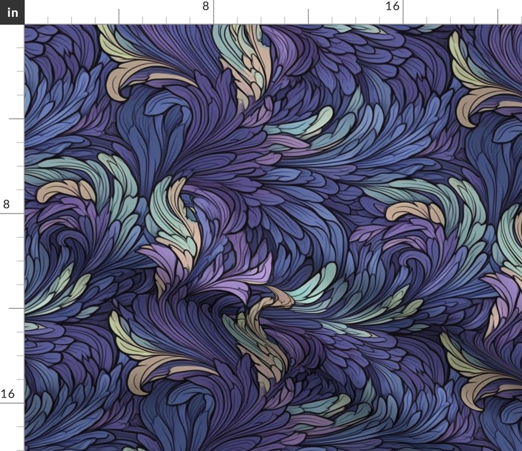 art nouveau feathers in purple