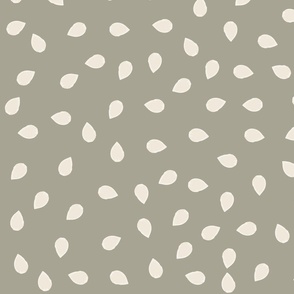 Chic Garden Dots | Ivory dots leaves on ecru khaki