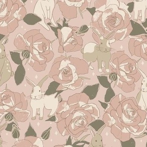 rabbits and roses - chippendale rosetone