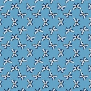 MICRO Scottish Flag Butterflies fabric - blue and white design pale blue 2in