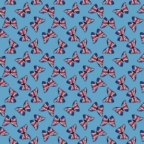 MICRO United Kingdom Flag Butterflies fabric - union jack design light blue 2in