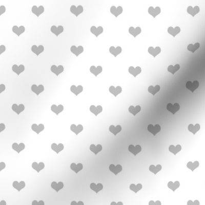 Small Grey Hearts on White Background