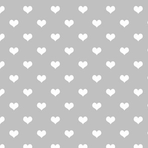 White Hearts on Grey Background Small