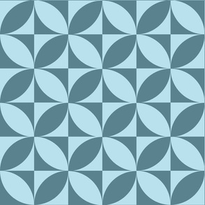 Teal Turquoise Mid Century Circle Tile Pattern Print