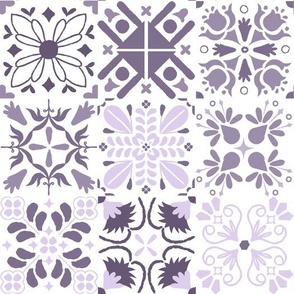 Lavender Purple Geometric Mosaic Tile Pattern Print