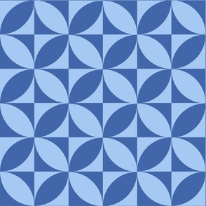 Slate Jean Blue Mid Century Circle Tile Pattern Print
