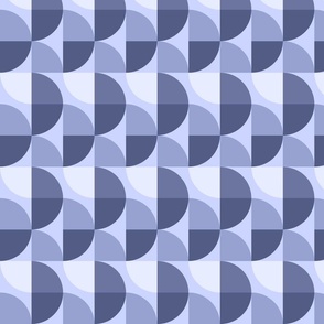 Periwinkle Indigo Blue Mid Century Layered Quartered Circle Tile Pattern Print