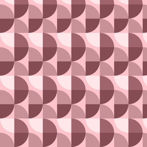 Blush Pink Mid Century Layered Quartered Circle Tile Pattern Print