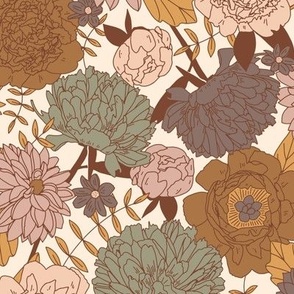 retro floral - fall ivory 