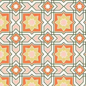 Mid Century Modern Tile design in orange, peach, yellow and green