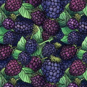 bold batik black berries 