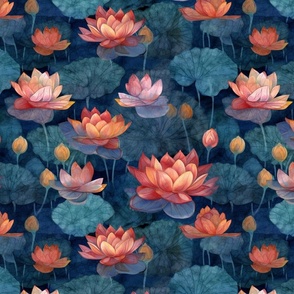 batik watercolor lotus 