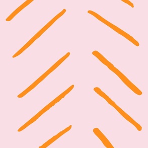 Large hand drawn herringbone in summery pink and orange coastal style for bedding and wallpaper