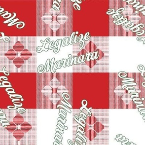 Legalize Marinara Italian Restaurant Checkered Tablecloth in White + Red