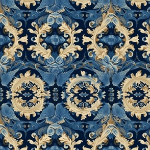 blue and gold floral pattern