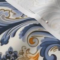 periwinkle blue and orange floral pattern 