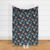 blue floral print