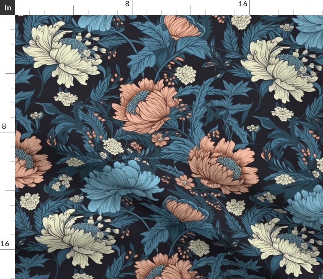 blue floral print
