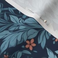 White and teal floral print