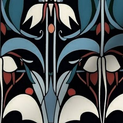 charles rennie mackintosh deco in blue and black floral