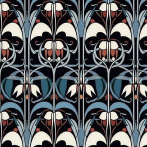 charles rennie mackintosh deco in blue and black floral