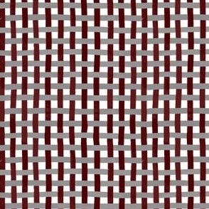 Maroon and Gray Basket Weave Small Scale 4" x 4"
