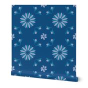 Modern palazzo tile inspired simple floral in teal and lavender - large scale, sized for wallpaper, bedding