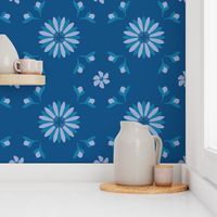 Modern palazzo tile inspired simple floral in teal and lavender - large scale, sized for wallpaper, bedding