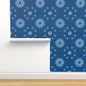 Modern palazzo tile inspired simple floral in teal and lavender - large scale, sized for wallpaper, bedding