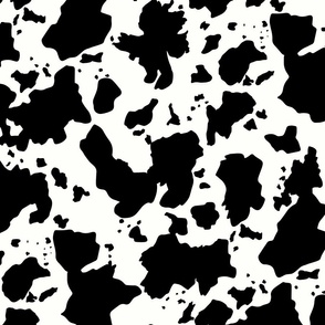 Cow Print in Black on White Background