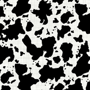 Cow Print in Black on a Textured White Background