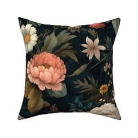 Casual Garden | Dark, Moody Floral in Soft Coral, White and Charcoal
