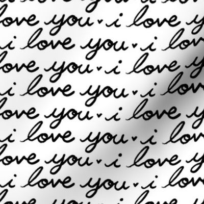 I Love You Cursive Script Handwriting With Hearts