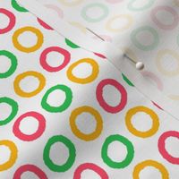 Bright Happy Colorful Circles on White Background Pink Green Yellow Loops Fruity