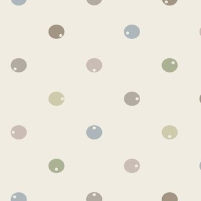 Dotted Dots - cloudy silver _ creamy white _ french grey _  light sage green _ silver rust _ thistle green - polka dot
