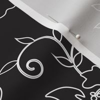 Tropical Hibiscus Black N White Line Swirls