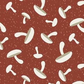 Trippy Mushrooms in Cream Taupe and Dark Red 