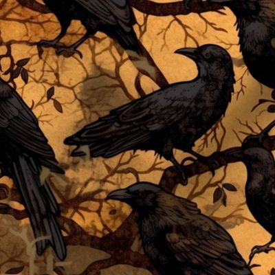 crows at halloween batik