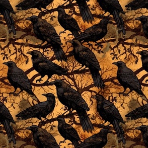 crows at halloween batik