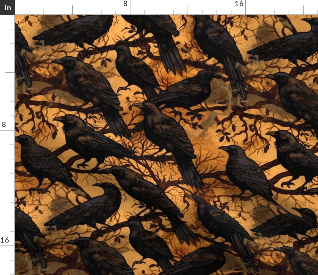 crows at halloween batik